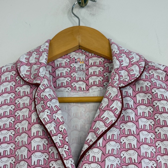 Roller Rabbit Hathi Polo Pajamas Womens XS Pink White Elephant Short Sleeve Pjs - Picture 4 of 16
